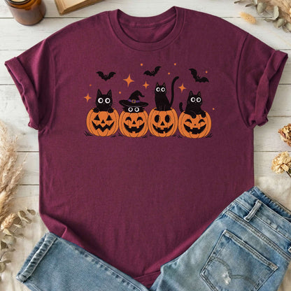 Black Cats And Their Pumpkins T-Shirt