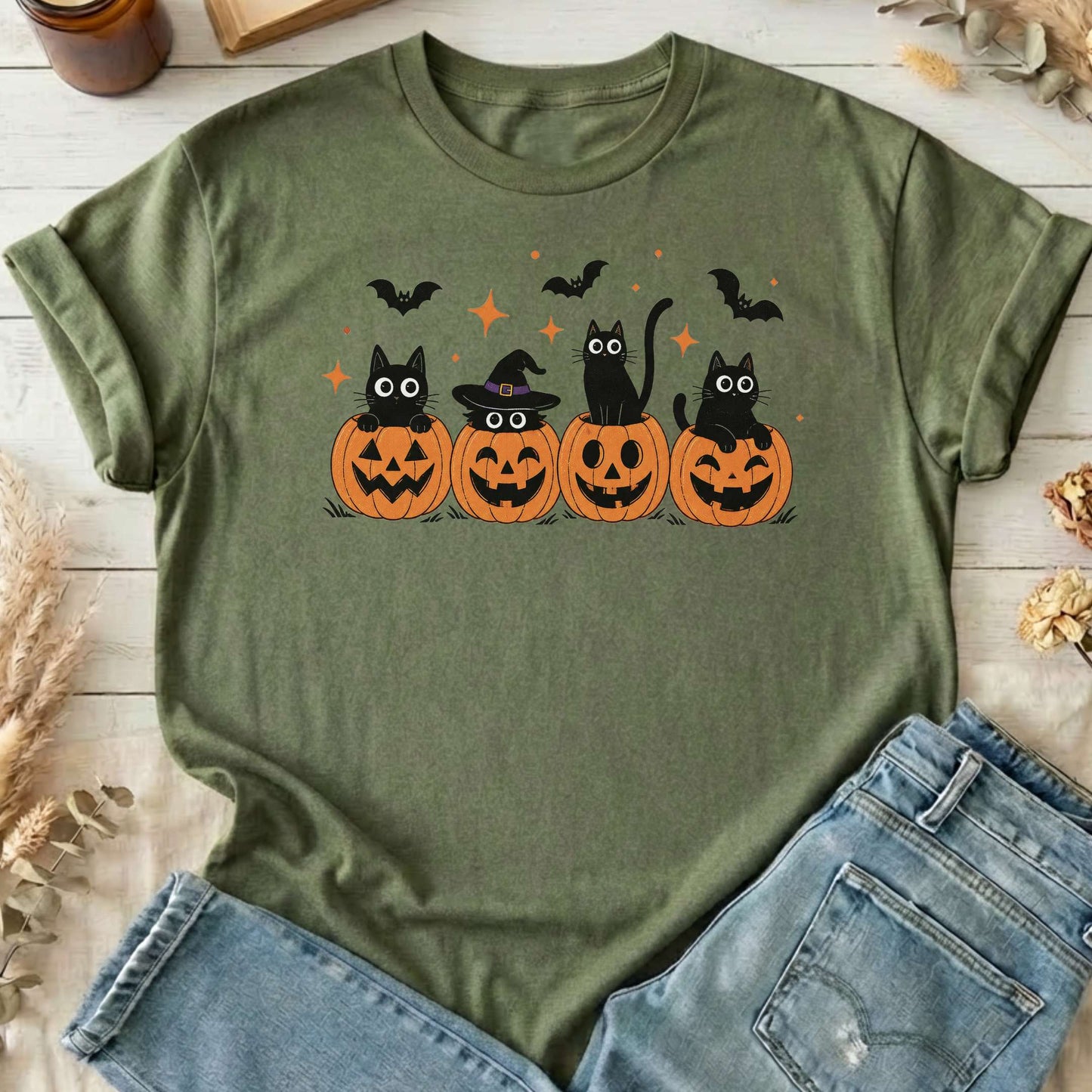 Black Cats And Their Pumpkins T-Shirt