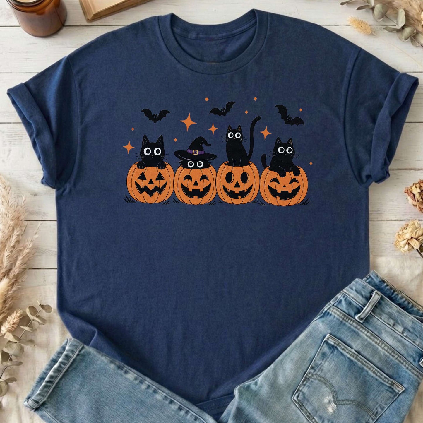 Black Cats And Their Pumpkins T-Shirt