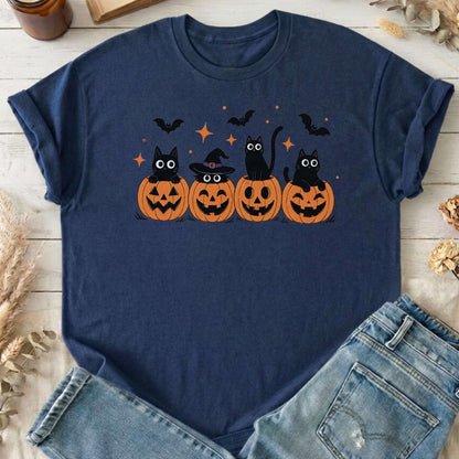 Black Cats And Their Pumpkins T-Shirt