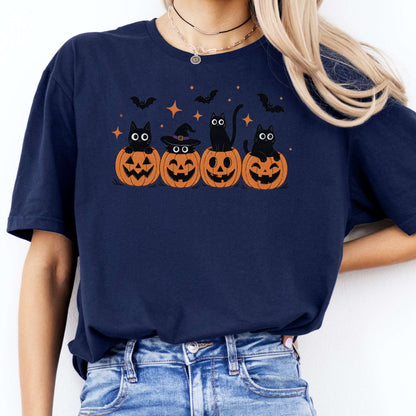 Black Cats And Their Pumpkins T-Shirt