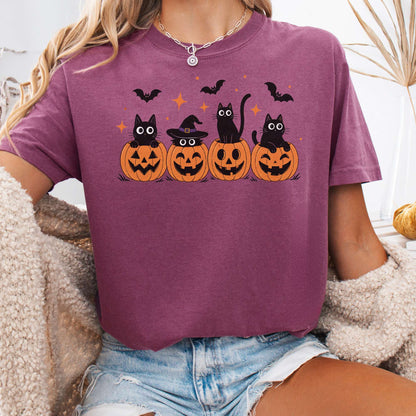 Black Cats And Their Pumpkins T-Shirt