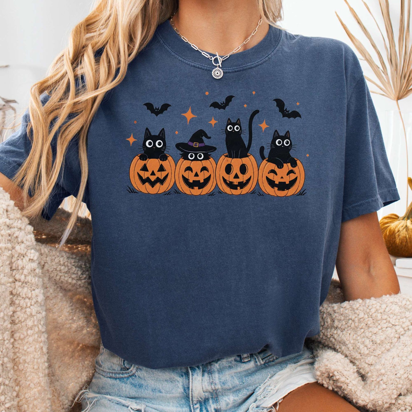 Black Cats And Their Pumpkins T-Shirt