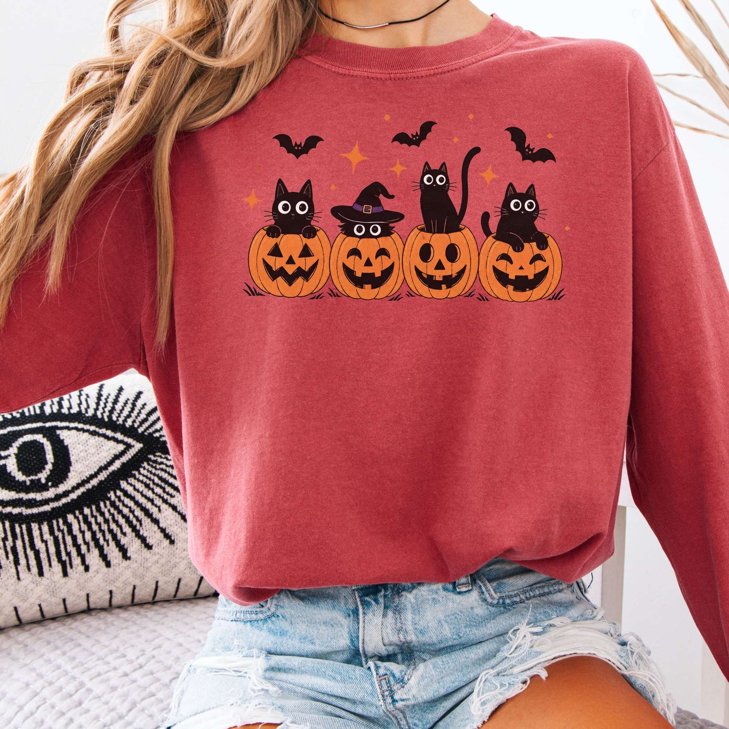 Black Cats And Their Pumpkins Long Sleeve