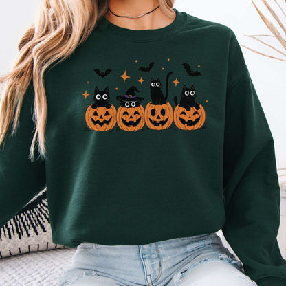 Black Cats And Their Pumpkins Sweatshirt