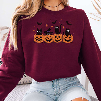 Black Cats And Their Pumpkins Sweatshirt