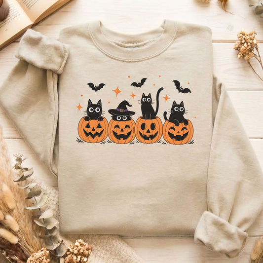 Black Cats And Their Pumpkins Sweatshirt