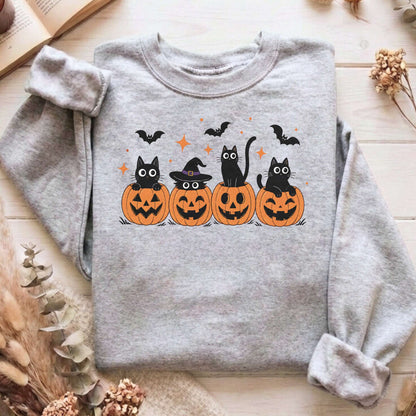 Black Cats And Their Pumpkins Sweatshirt