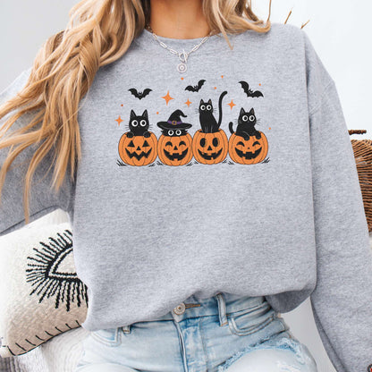 Black Cats And Their Pumpkins Sweatshirt