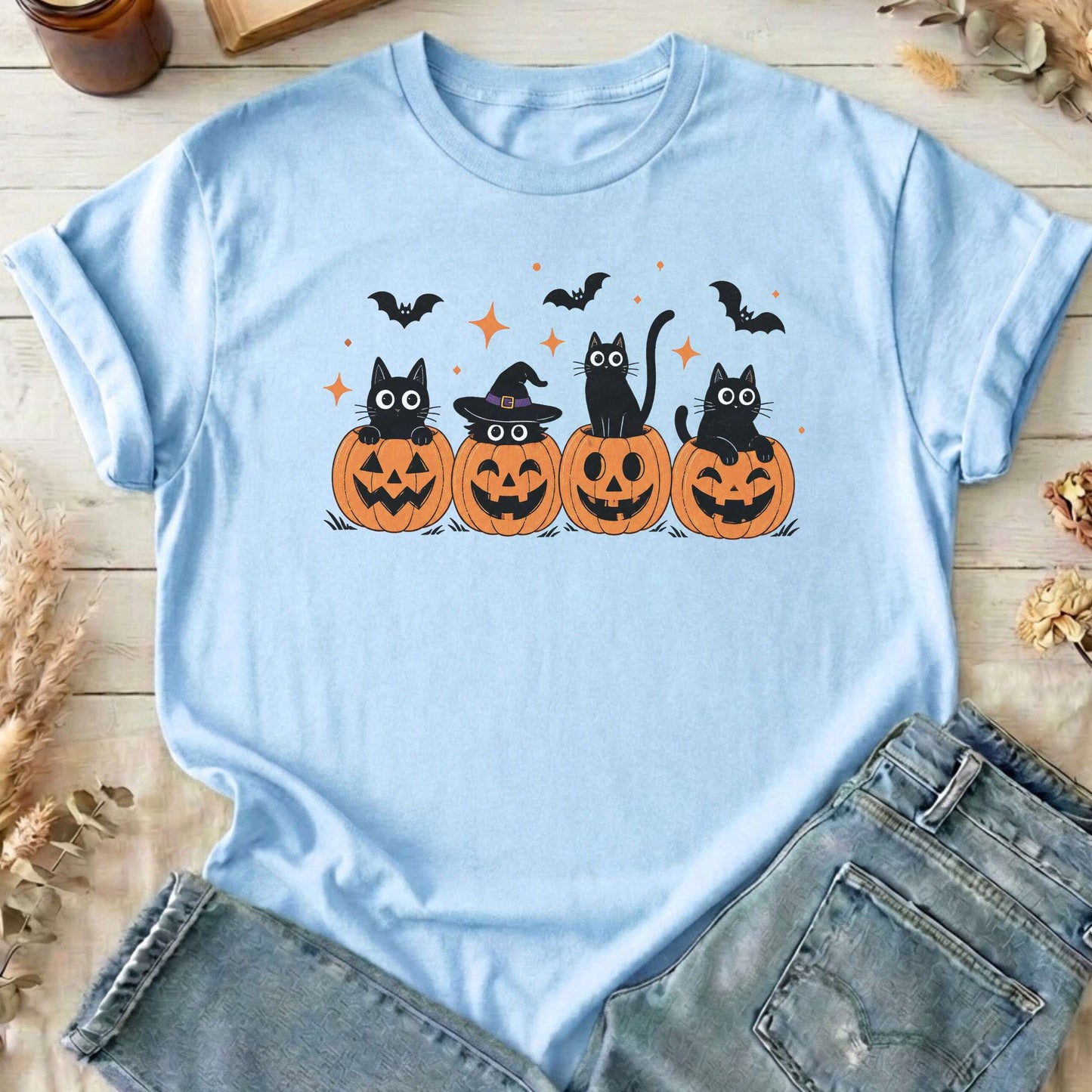 Black Cats And Their Pumpkins T-Shirt