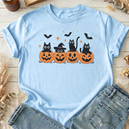 Black Cats And Their Pumpkins T-Shirt