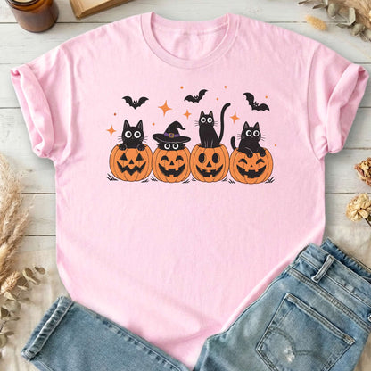 Black Cats And Their Pumpkins T-Shirt