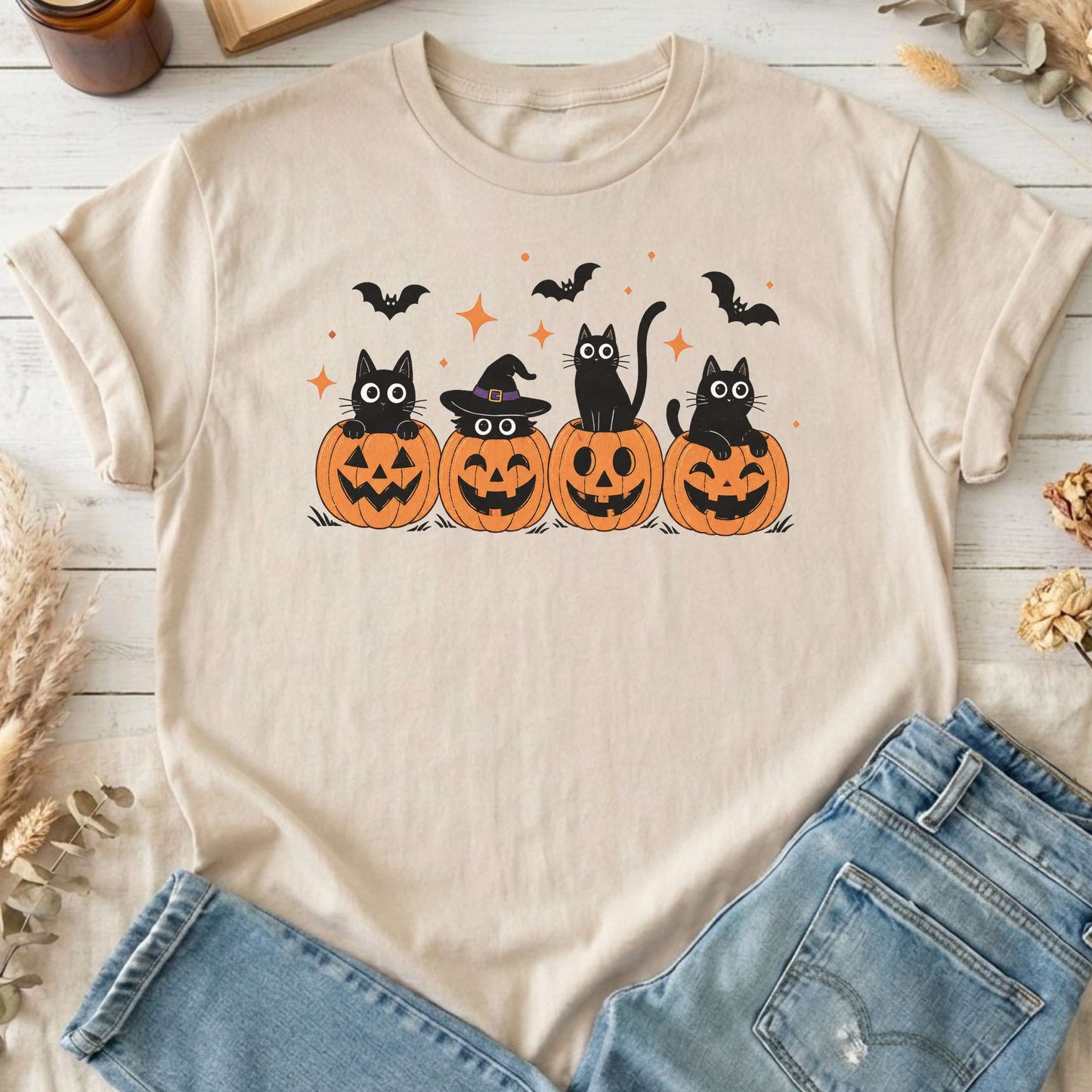 Black Cats And Their Pumpkins T-Shirt
