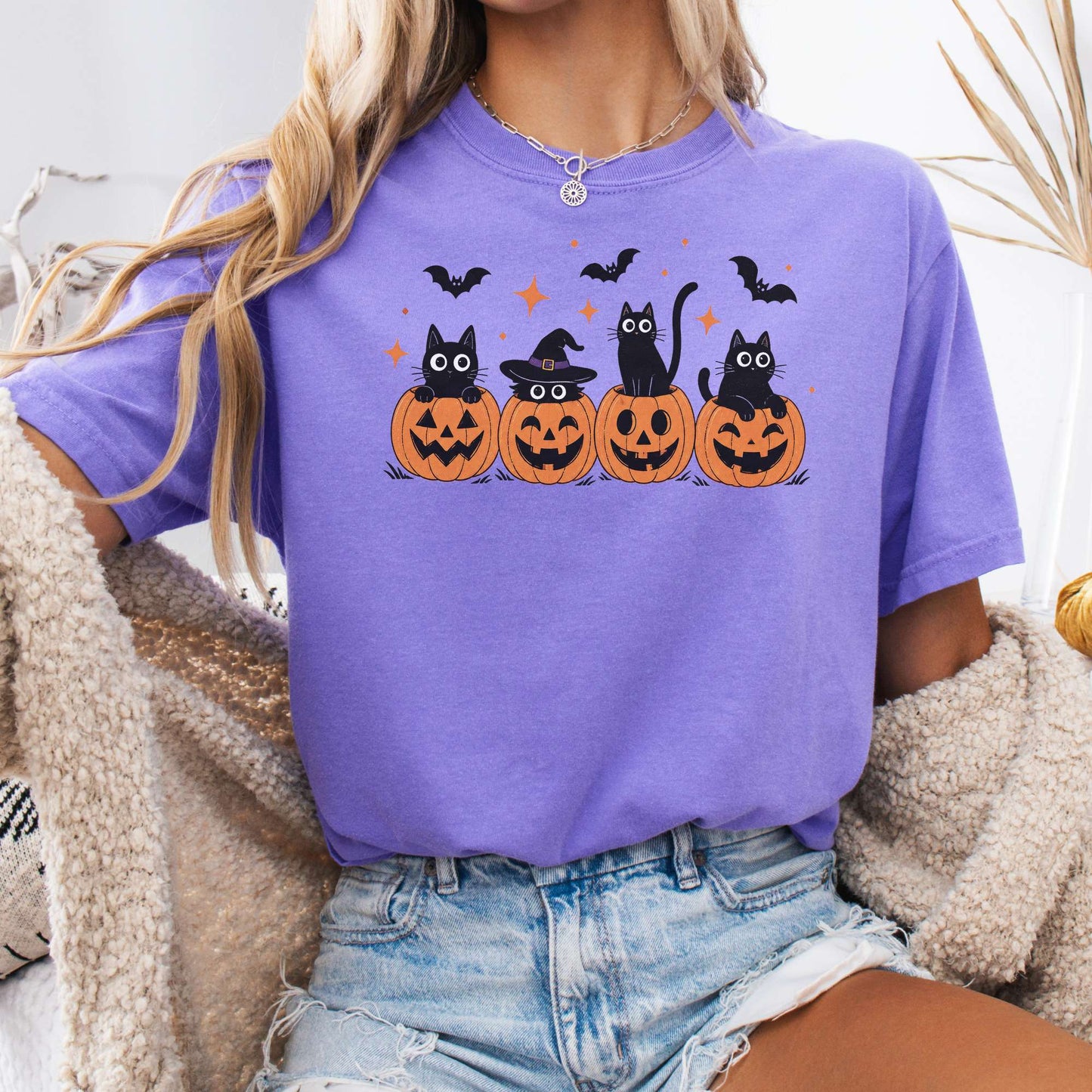 Black Cats And Their Pumpkins T-Shirt