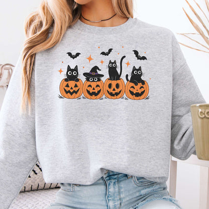 Black Cats And Their Pumpkins Sweatshirt