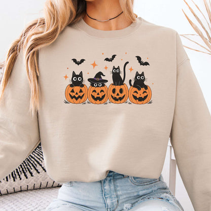 Black Cats And Their Pumpkins Sweatshirt