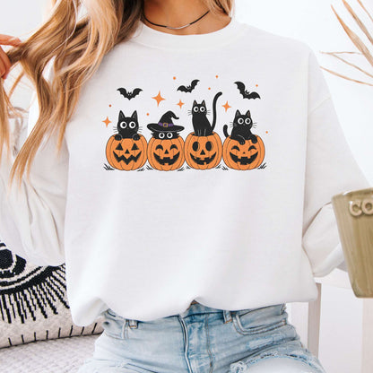 Black Cats And Their Pumpkins Sweatshirt