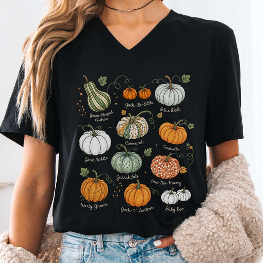 Pumpkin Varieties Halloween V-Neck