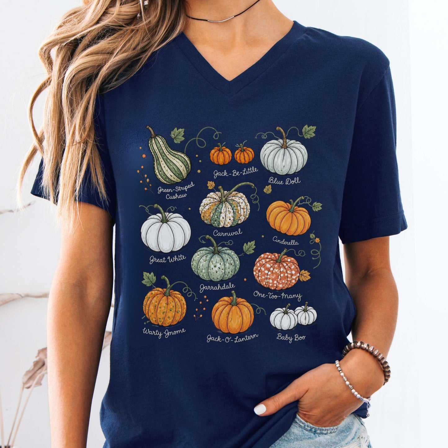 Pumpkin Varieties Halloween V-Neck