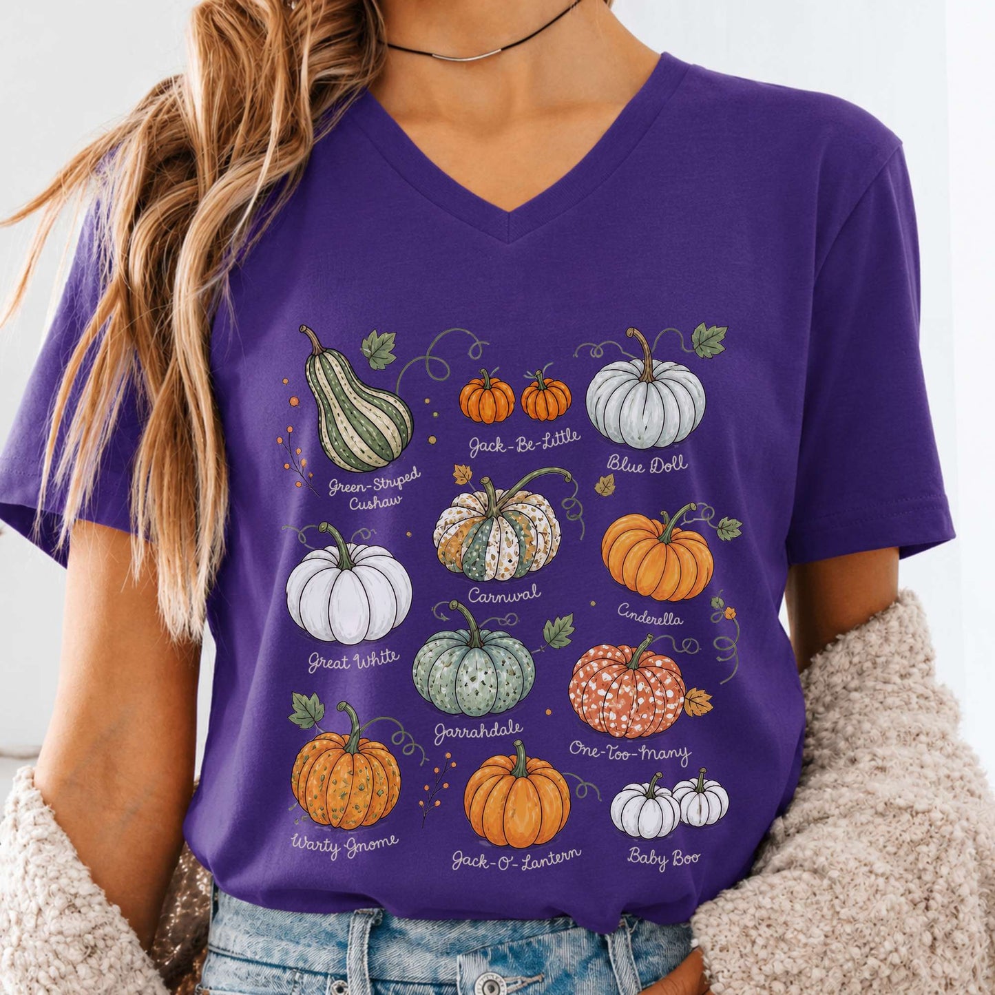 Pumpkin Varieties Halloween V-Neck