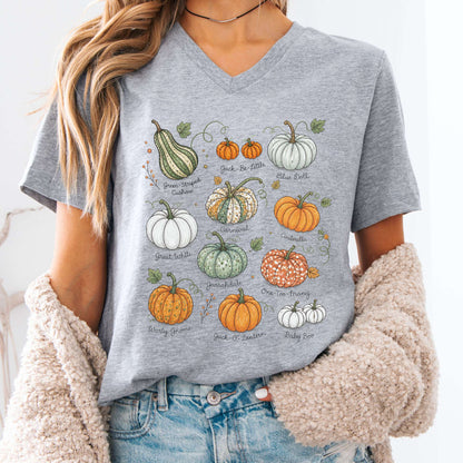 Pumpkin Varieties Halloween V-Neck