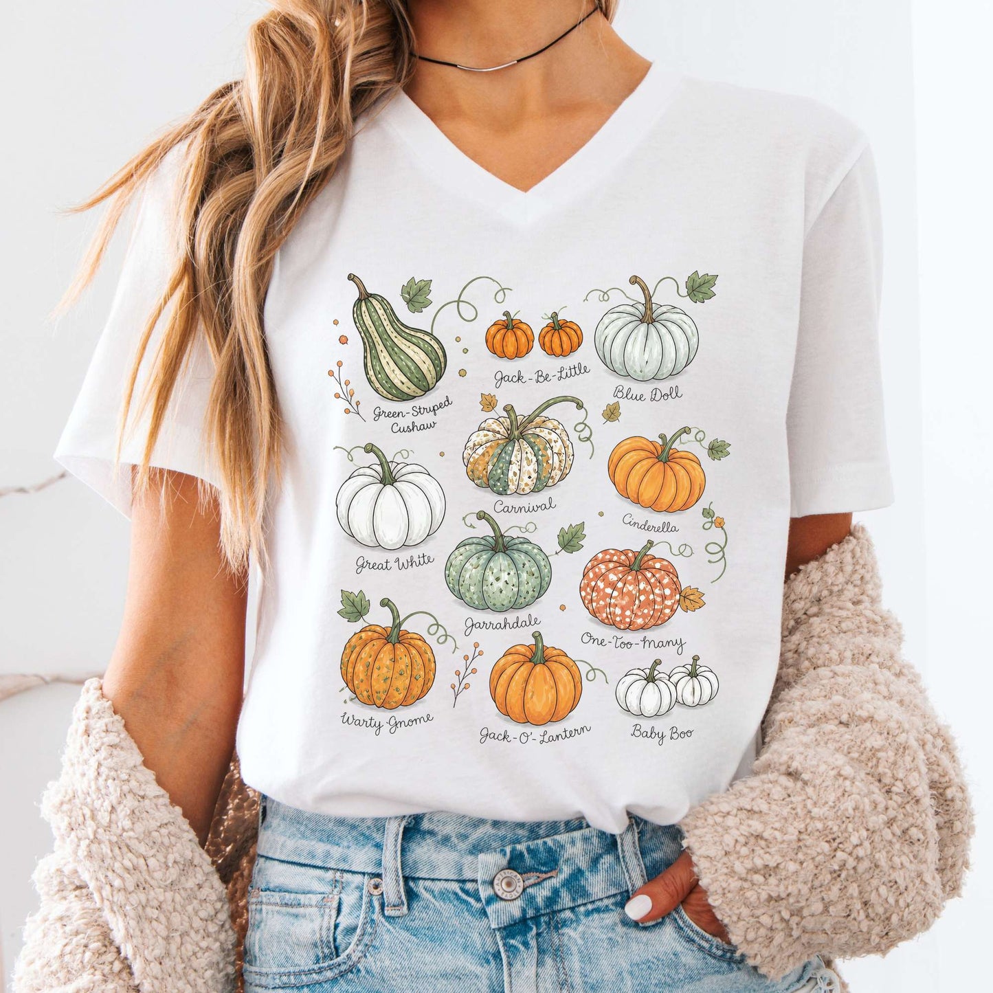 Pumpkin Varieties Halloween V-Neck