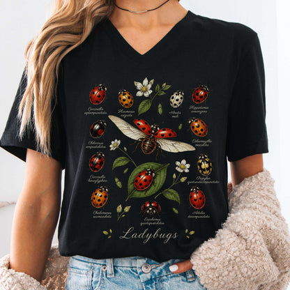 Ladybugs Nature Study V-Neck