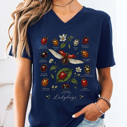 Ladybugs Nature Study V-Neck