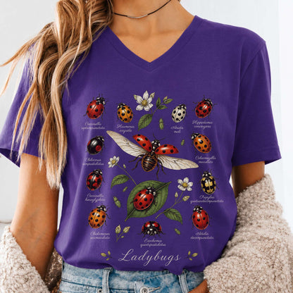 Ladybugs Nature Study V-Neck