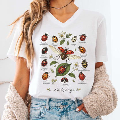Ladybugs Nature Study V-Neck
