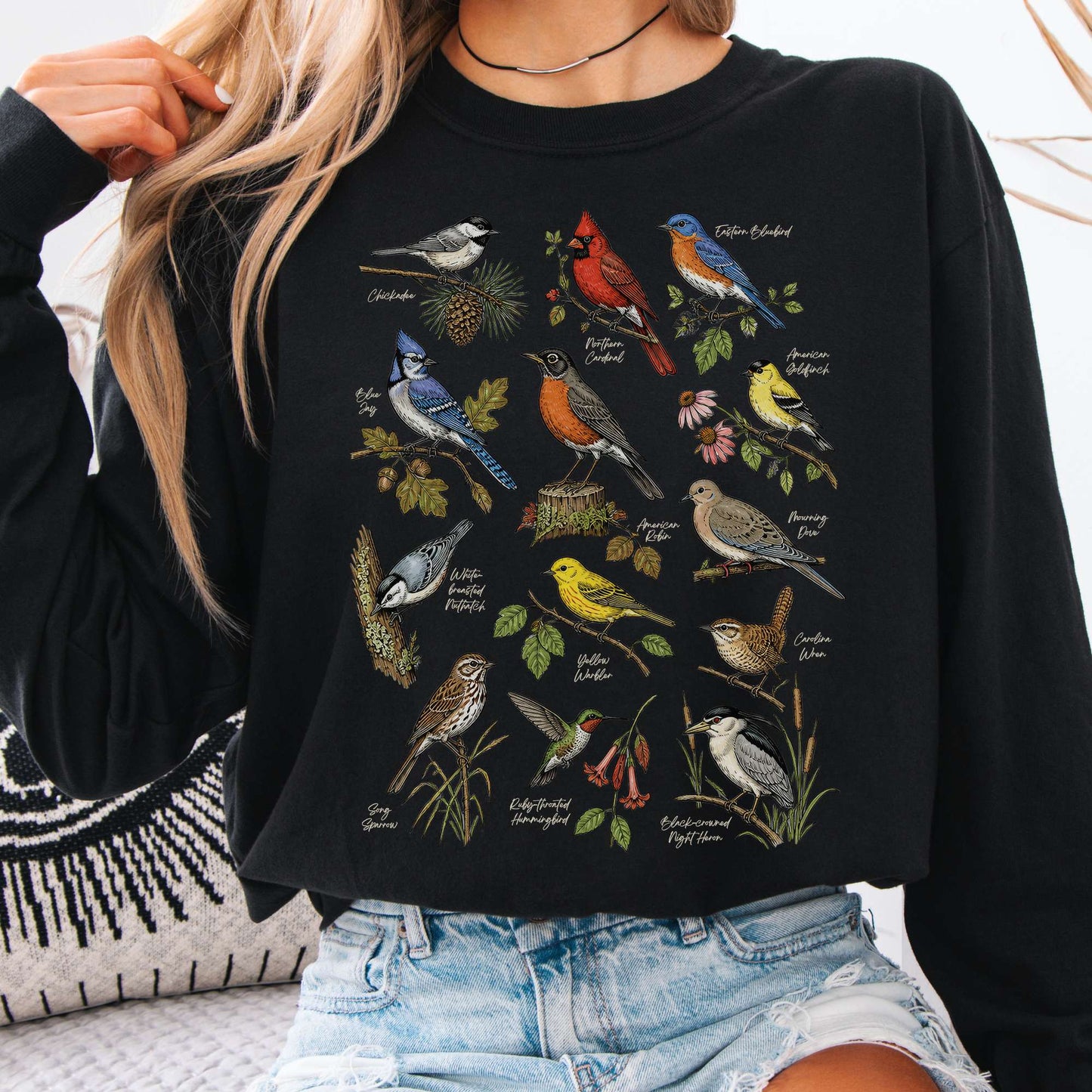 North American Birds Field Guide Long Sleeve