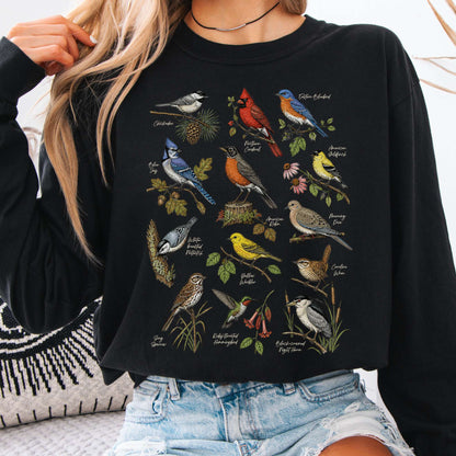 North American Birds Field Guide Long Sleeve