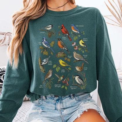 North American Birds Field Guide Long Sleeve