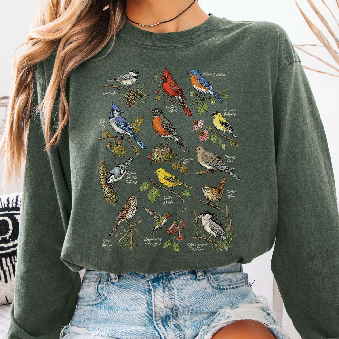 North American Birds Field Guide Long Sleeve