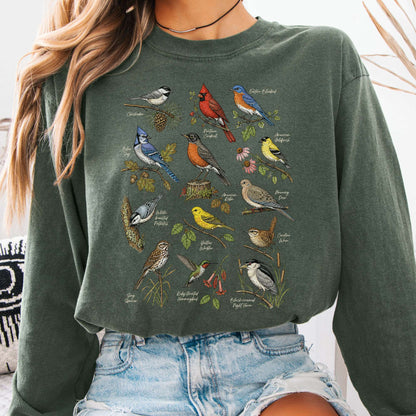 North American Birds Field Guide Long Sleeve