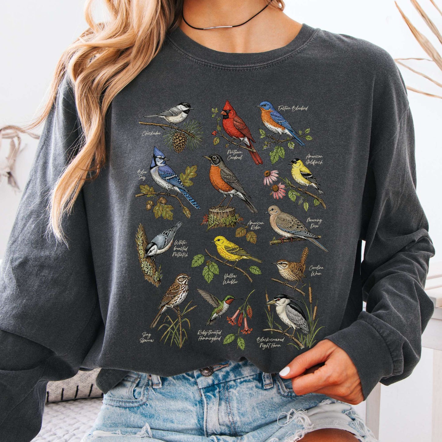 North American Birds Field Guide Long Sleeve