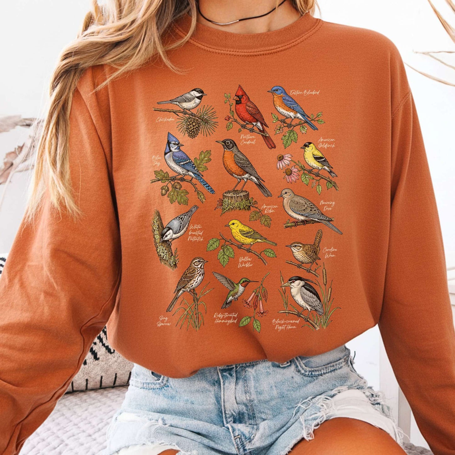North American Birds Field Guide Long Sleeve