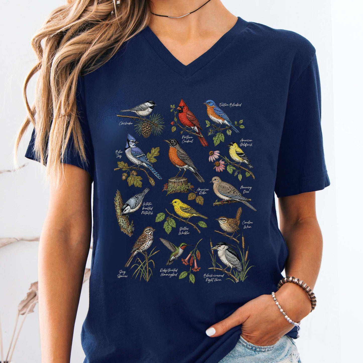 North American Birds Field Guide V-Neck