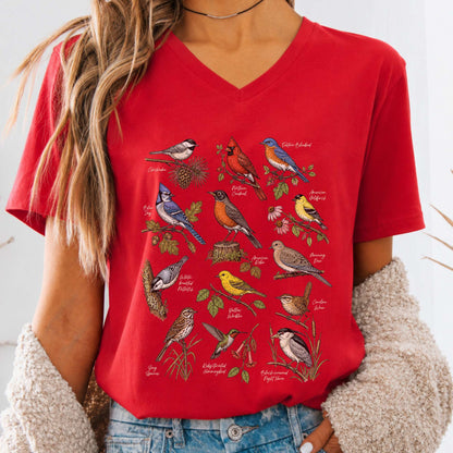 North American Birds Field Guide V-Neck