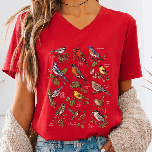 North American Birds Field Guide V-Neck