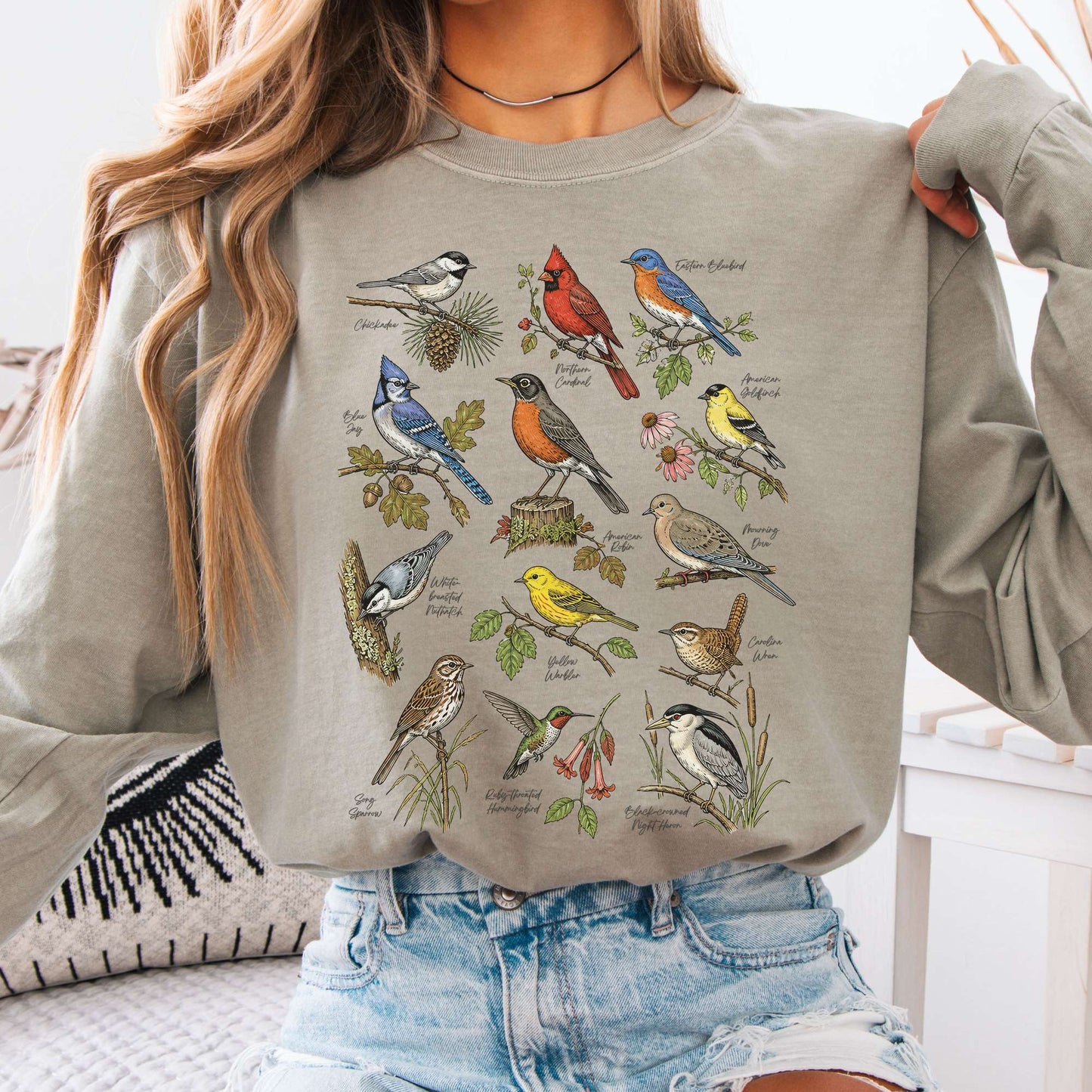 North American Birds Field Guide Long Sleeve