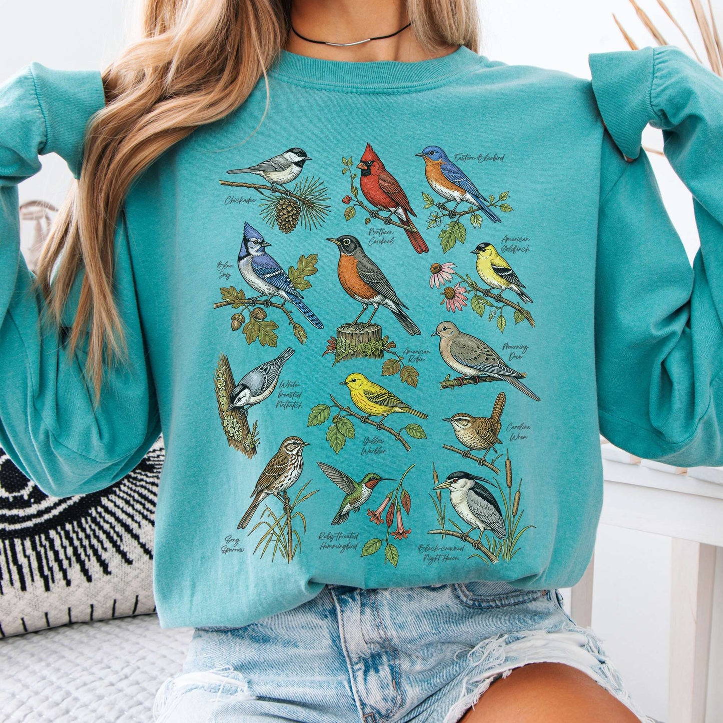 North American Birds Field Guide Long Sleeve