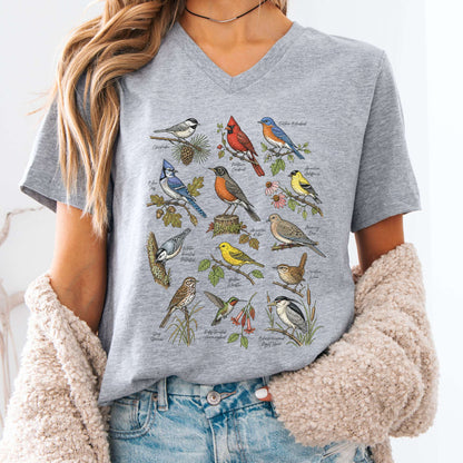 North American Birds Field Guide V-Neck