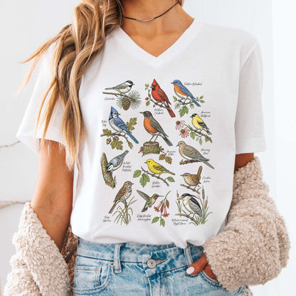 North American Birds Field Guide V-Neck