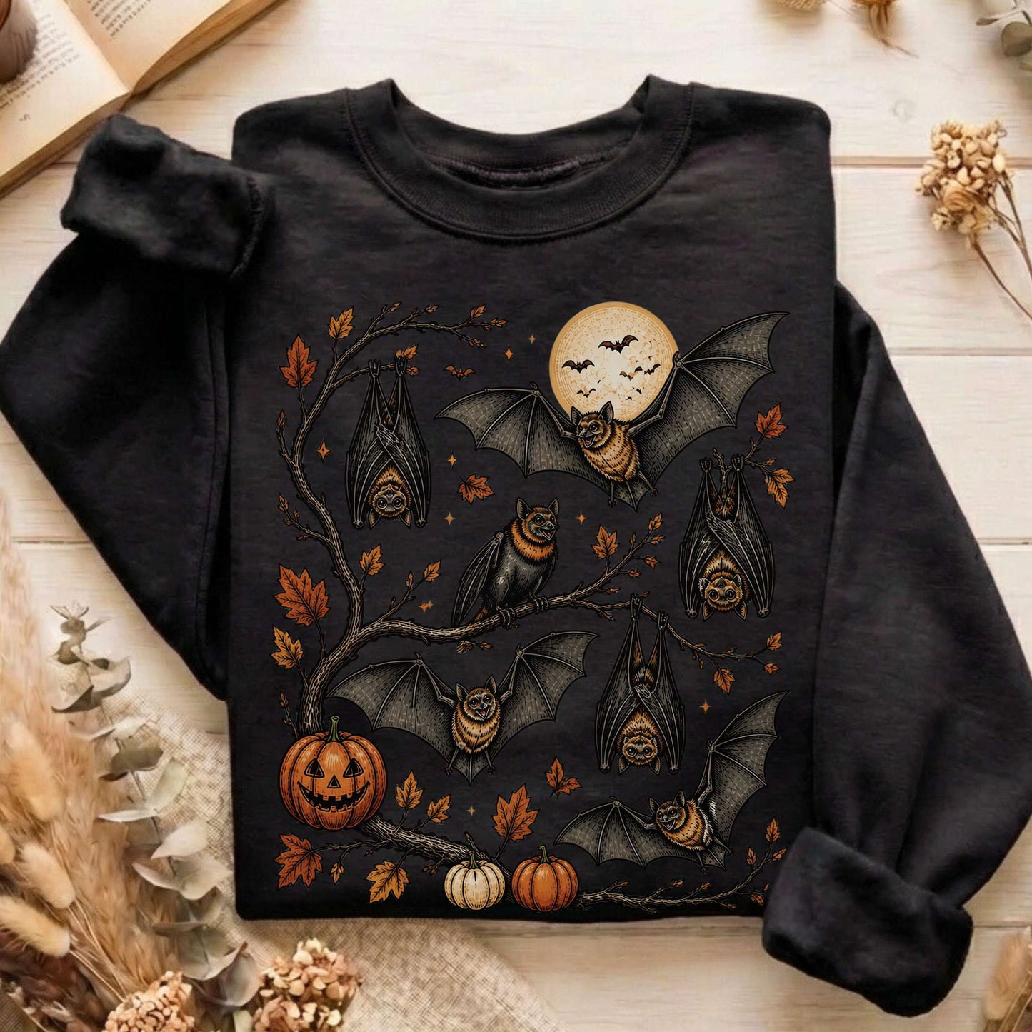 Moonlit Bats Halloween Sweatshirt