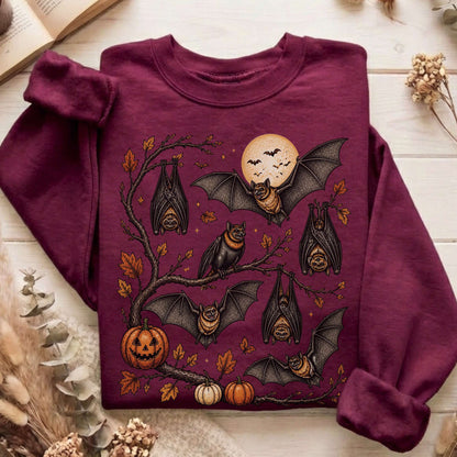 Moonlit Bats Halloween Sweatshirt