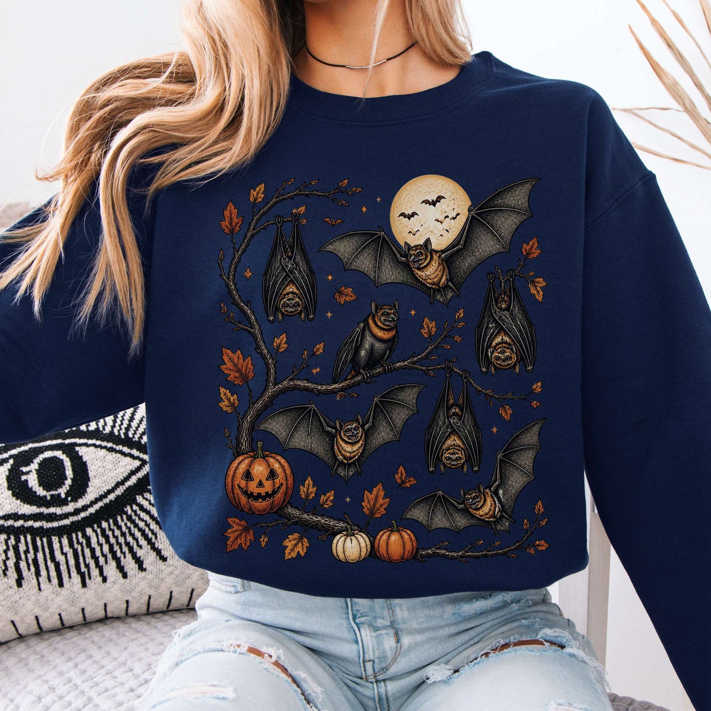 Moonlit Bats Halloween Sweatshirt