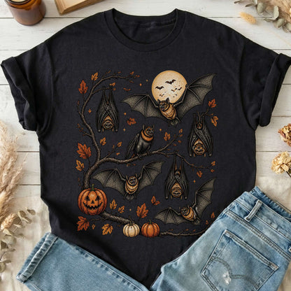 Moonlit Bats Halloween T-Shirt
