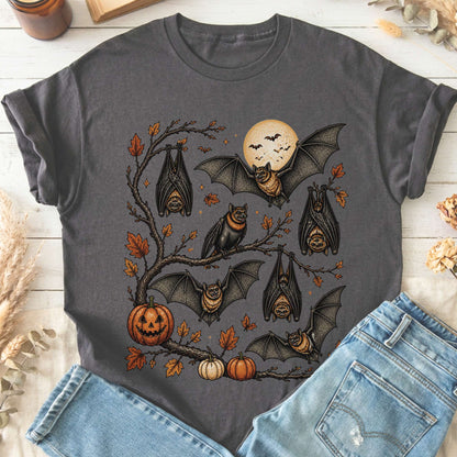 Moonlit Bats Halloween T-Shirt