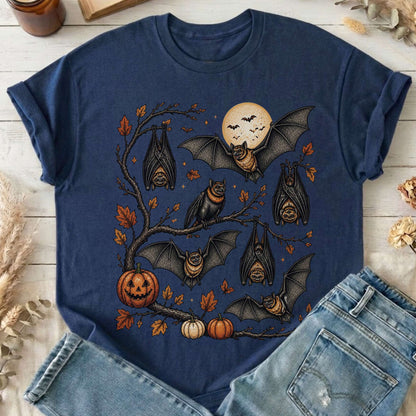 Moonlit Bats Halloween T-Shirt